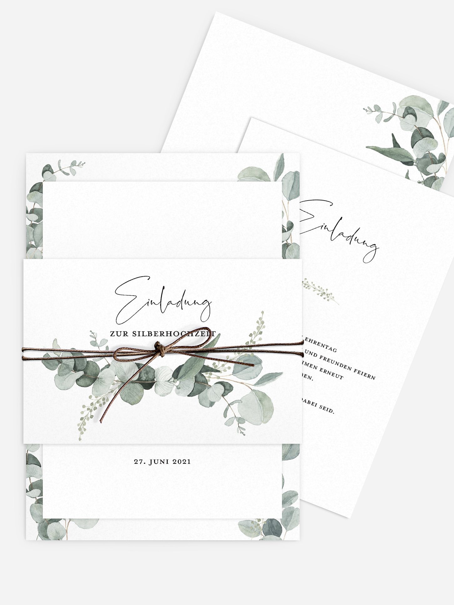 Einladung zur Silberhochzeit Eucalyptus Love