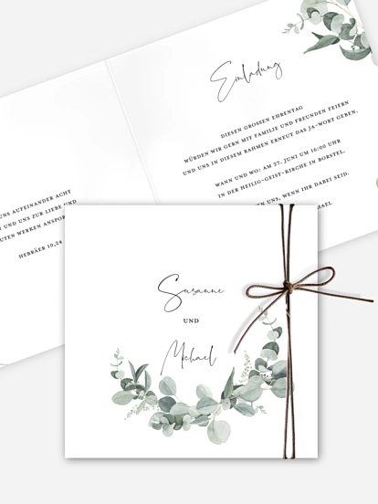 Einladung zur Silberhochzeit Eucalyptus Love