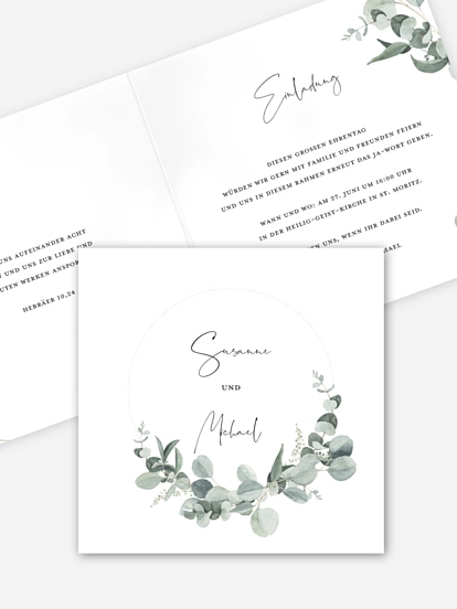 Einladung zur Silberhochzeit Eucalyptus Love