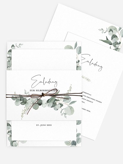 Einladung zur Silberhochzeit Eucalyptus Love