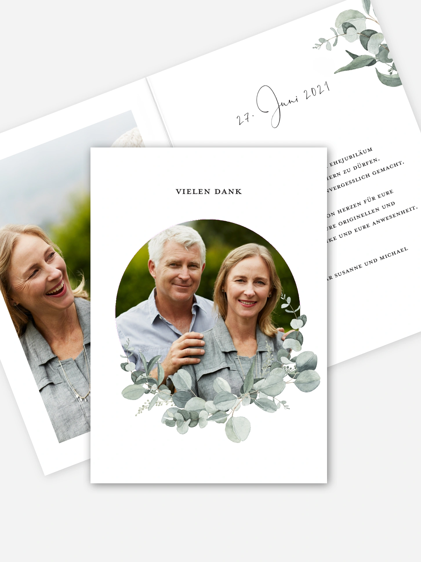 Danksagung zur Silberhochzeit Eucalyptus Love