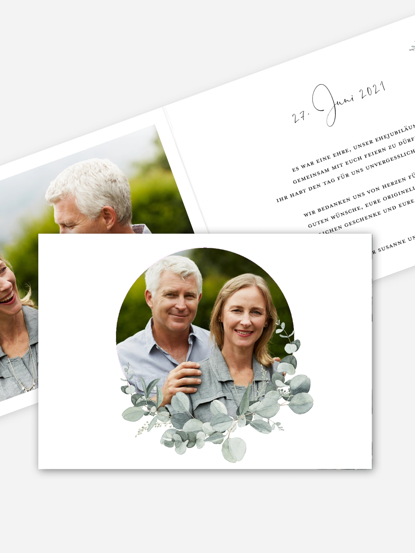 Danksagung zur Silberhochzeit Eucalyptus Love