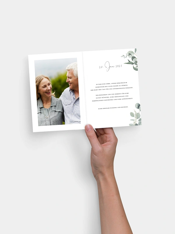Danksagung zur Silberhochzeit Eucalyptus Love