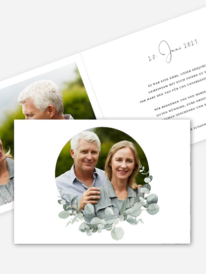 Danksagung zur Silberhochzeit Eucalyptus Love