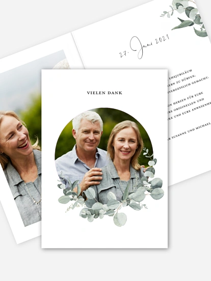 Danksagung zur Silberhochzeit Eucalyptus Love
