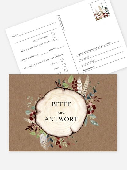 Antwortkarte Hochzeit Lovely Tree