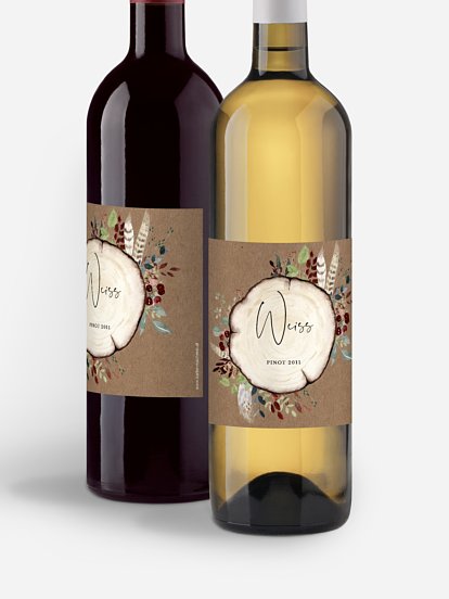 Flaschenetikett Hochzeit Lovely Tree