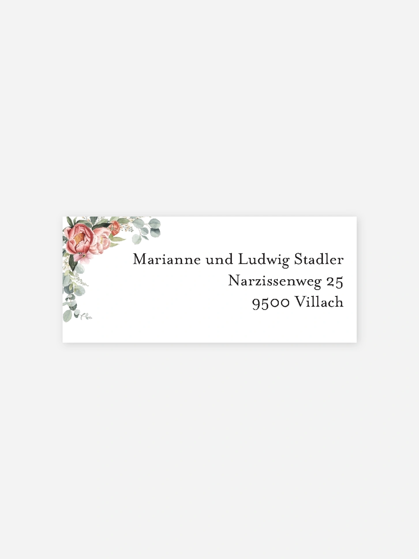 Absenderaufkleber Silberhochzeit Peach Peony Wreath