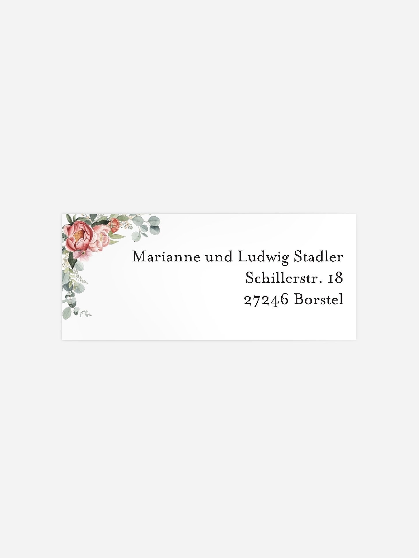 Absenderaufkleber Silberhochzeit Peach Peony Wreath