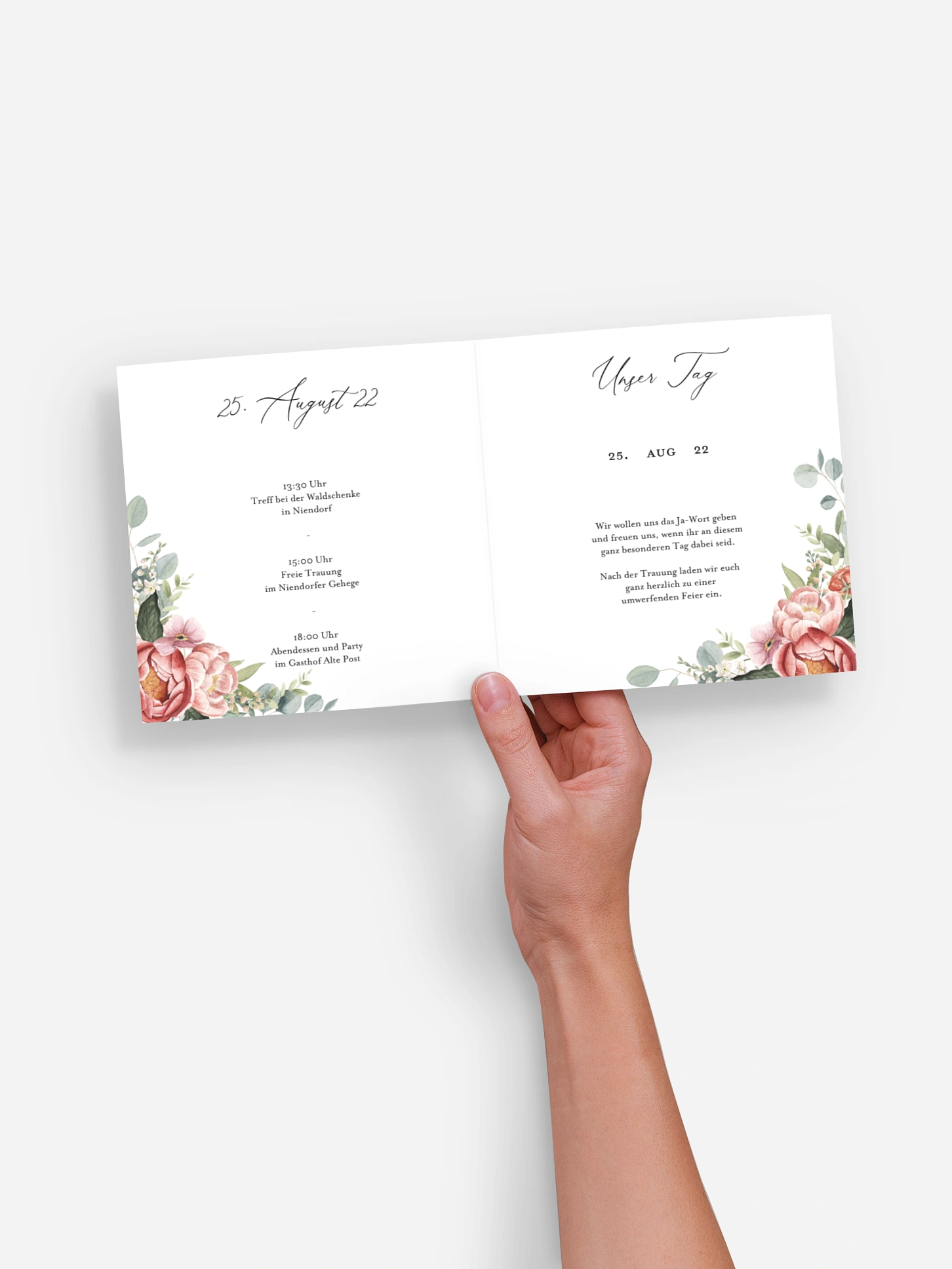 Hochzeitseinladung Peach Peony Wreath