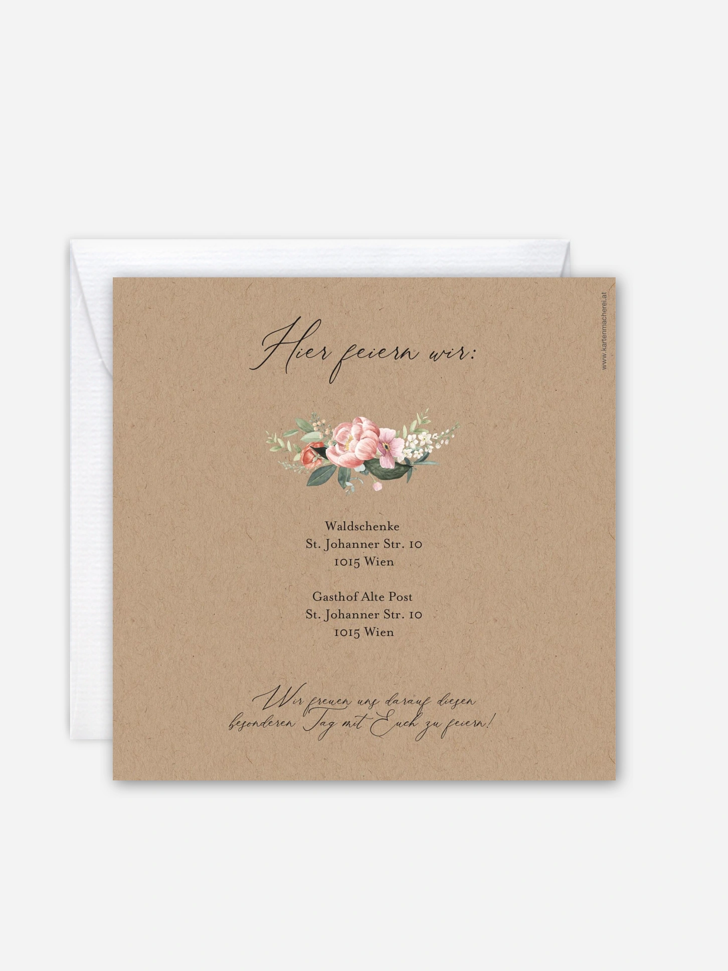 Hochzeitseinladung Peach Peony Wreath
