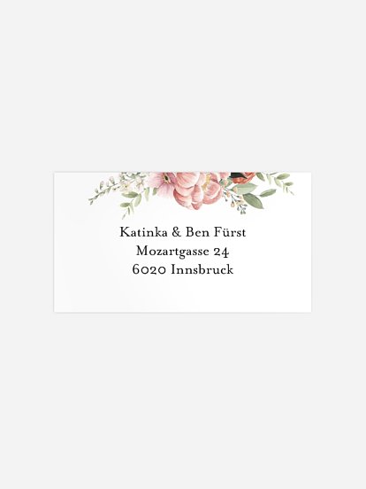 Empfängeraufkleber Silberhochzeit Peach Peony Wreath