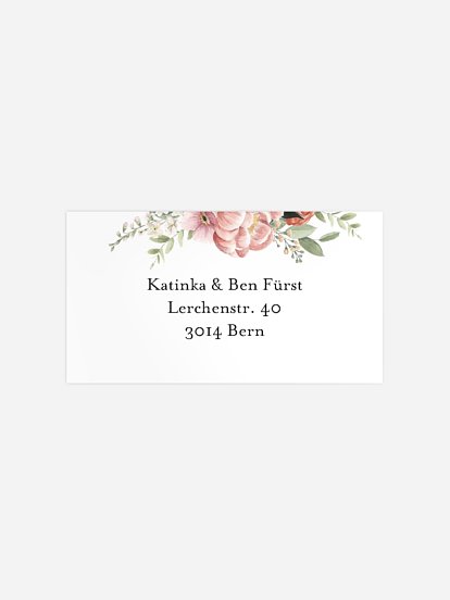 Empfängeraufkleber Silberhochzeit Peach Peony Wreath