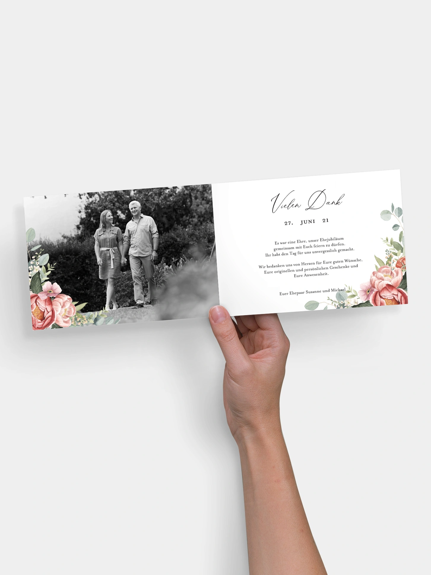Danksagung zur Silberhochzeit Peach Peony Wreath