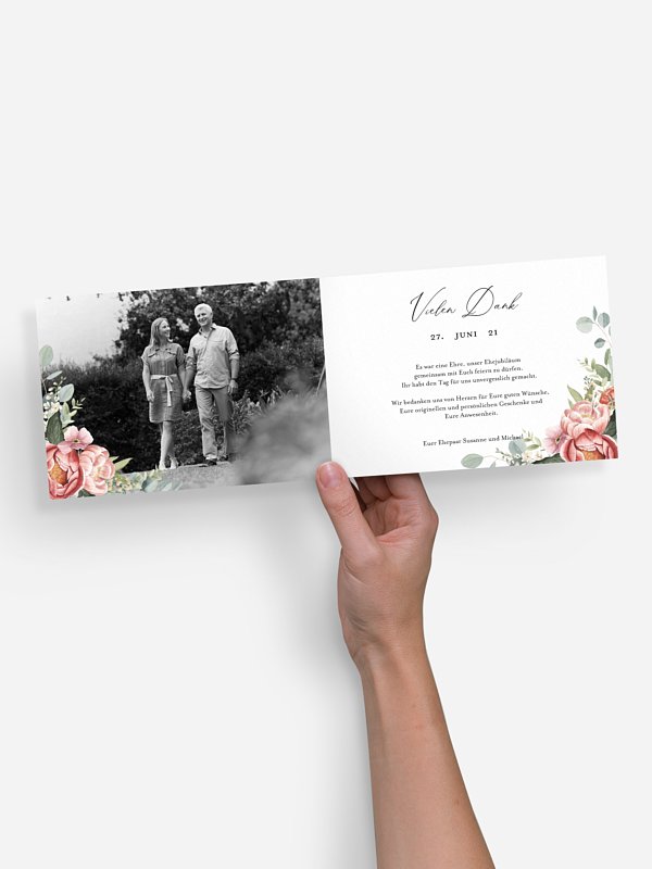 Danksagung zur Silberhochzeit Peach Peony Wreath
