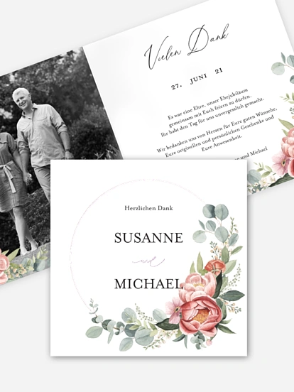 Danksagung zur Silberhochzeit Peach Peony Wreath