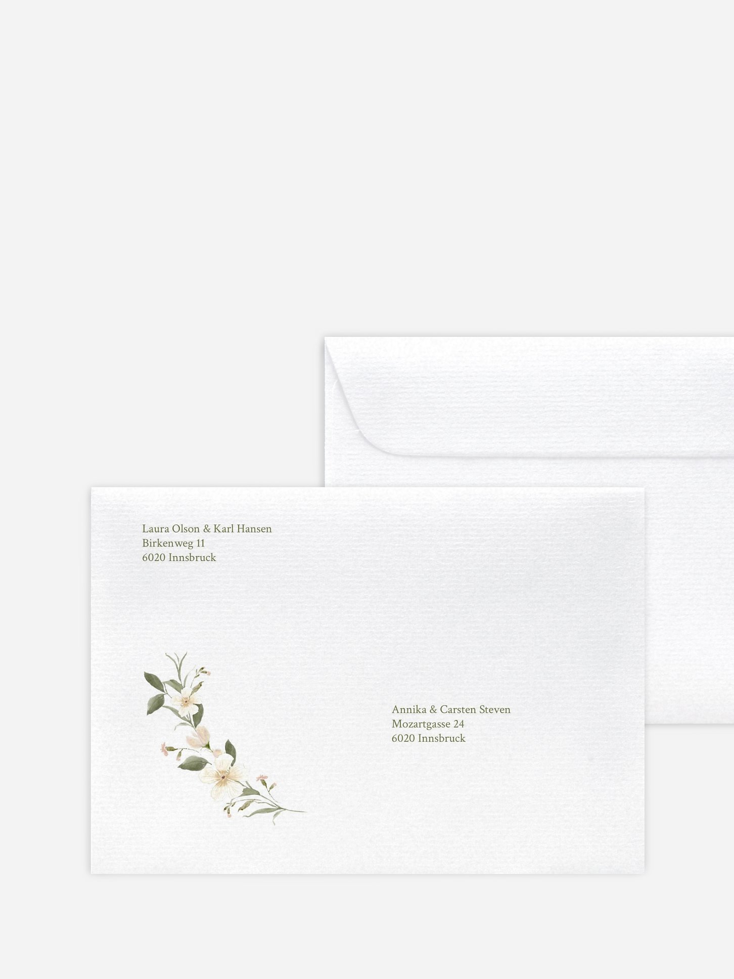 Bedruckter Briefumschlag Hochzeit Floral Charm