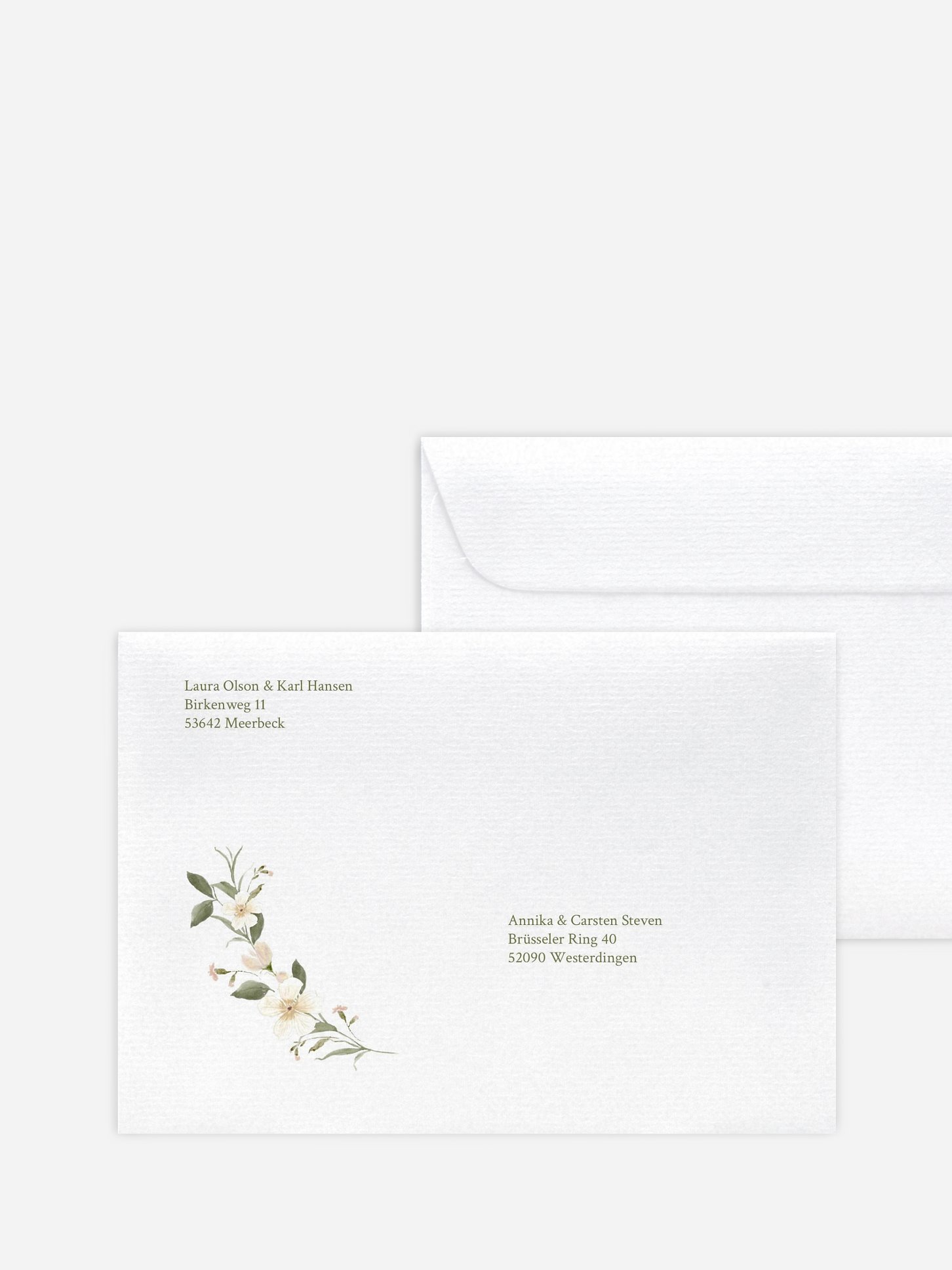 Bedruckter Briefumschlag Hochzeit Floral Charm