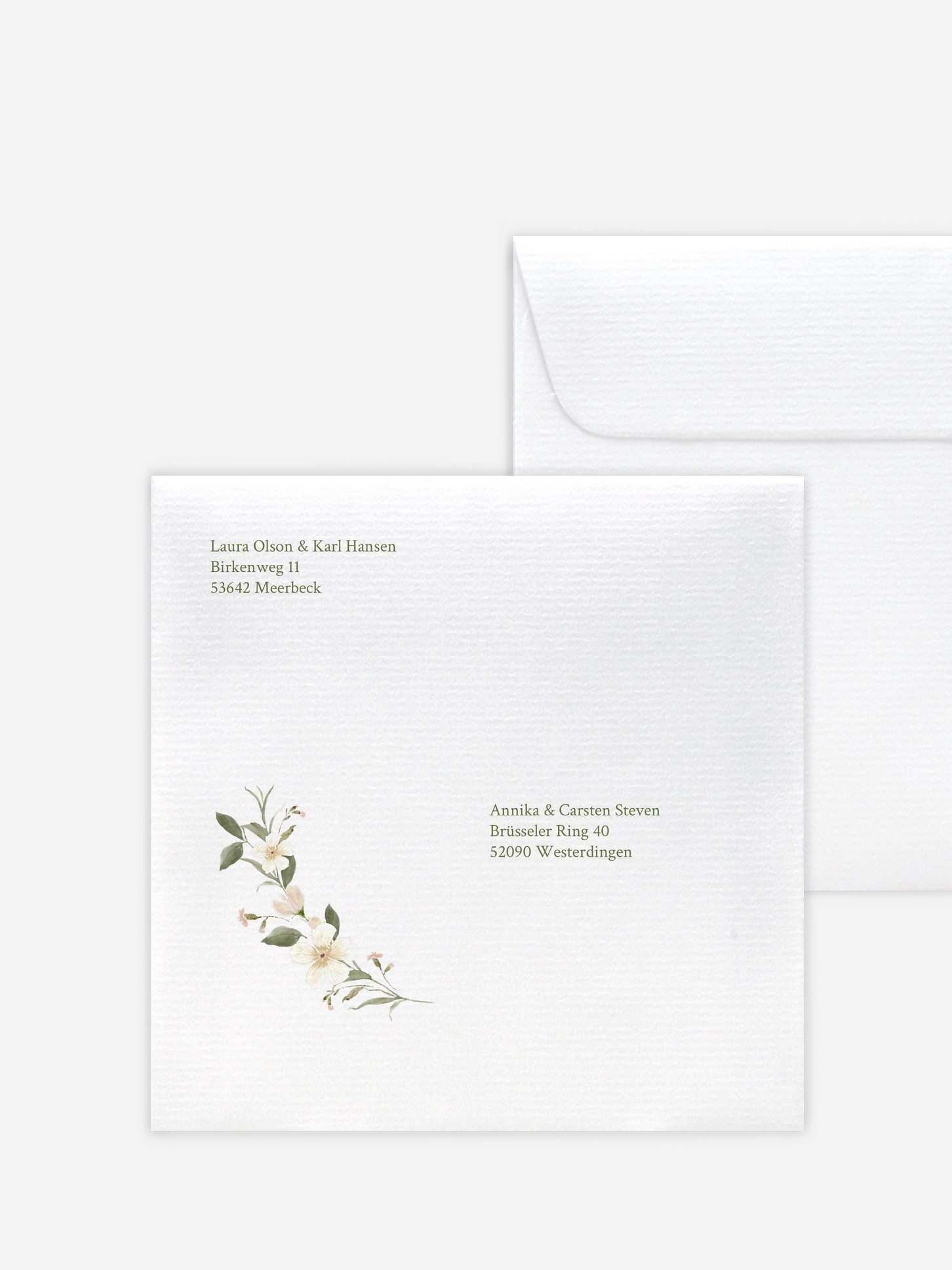 Bedruckter Briefumschlag Hochzeit Floral Charm