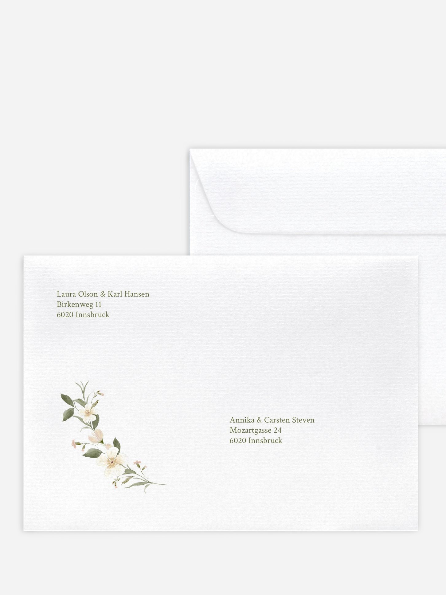 Bedruckter Briefumschlag Hochzeit Floral Charm