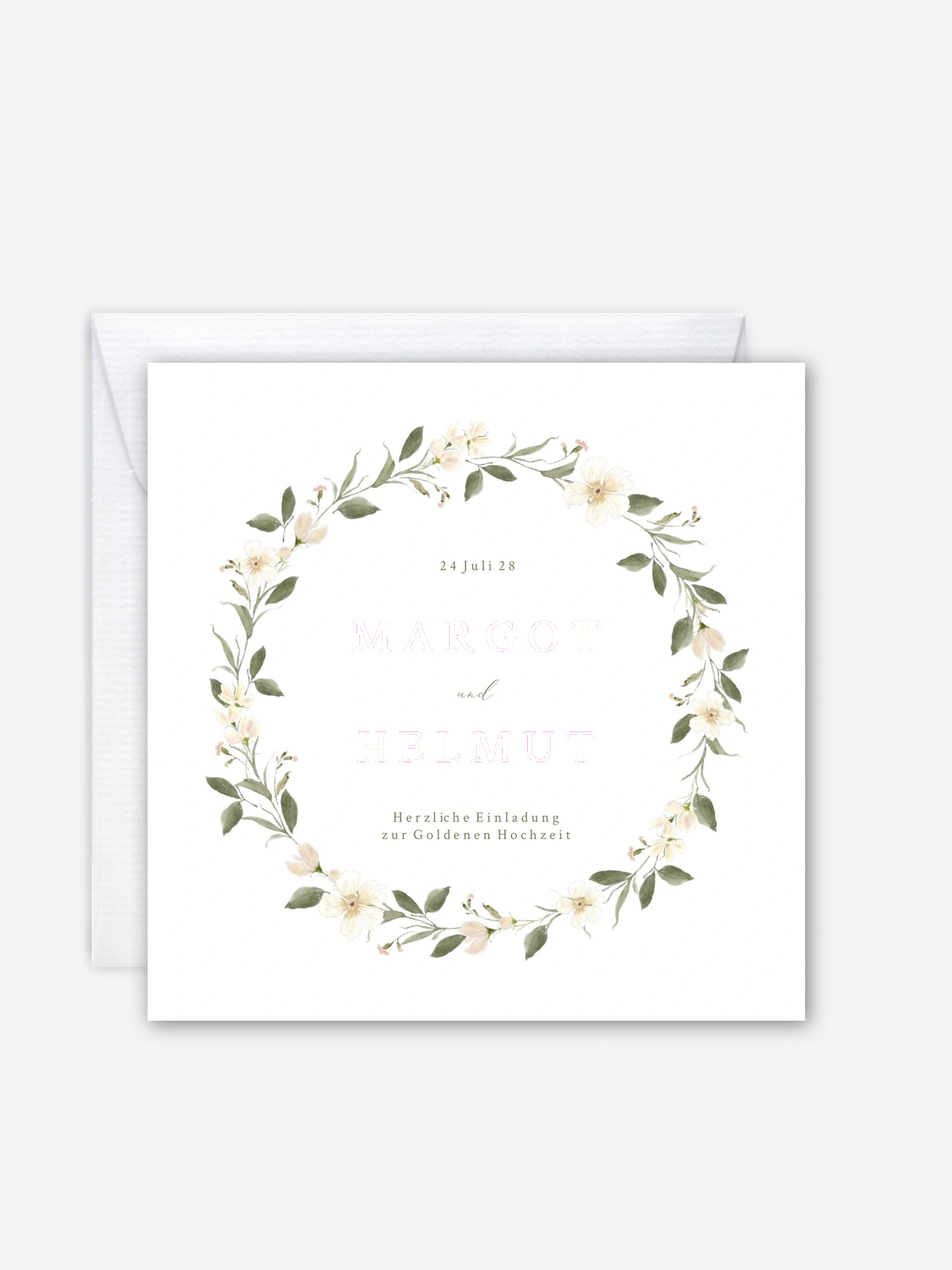 Einladung zur Goldenen Hochzeit Floral Charm