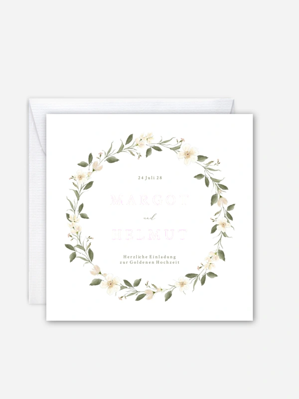 Einladung zur Goldenen Hochzeit Floral Charm