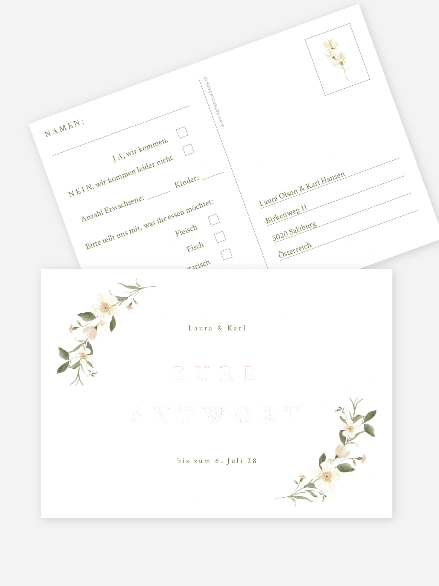 Antwortkarte Hochzeit Floral Charm