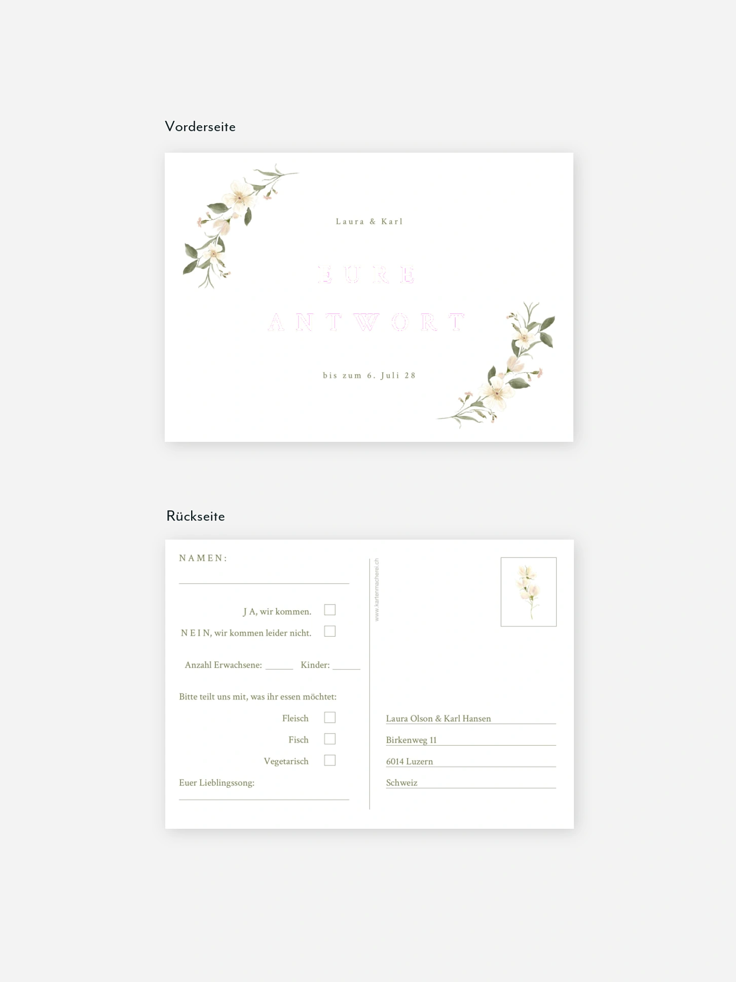 Antwortkarte Hochzeit Floral Charm