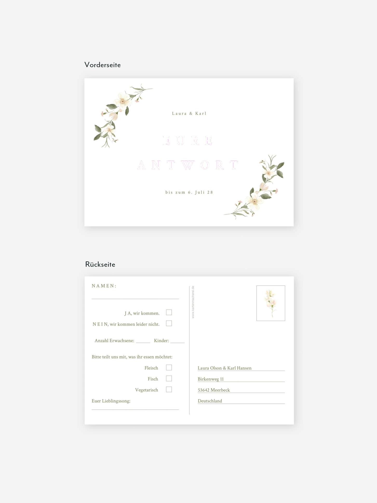 Antwortkarte Hochzeit Floral Charm