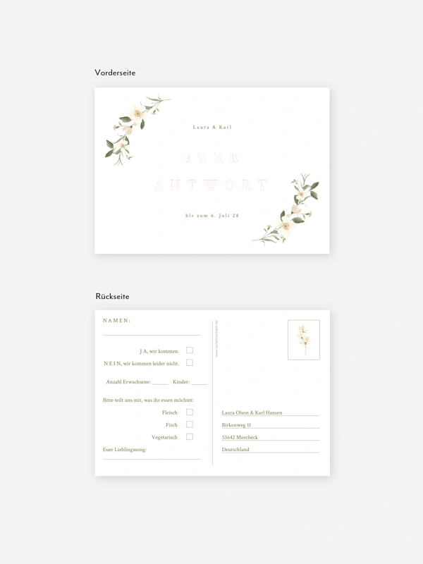 Antwortkarte Hochzeit Floral Charm