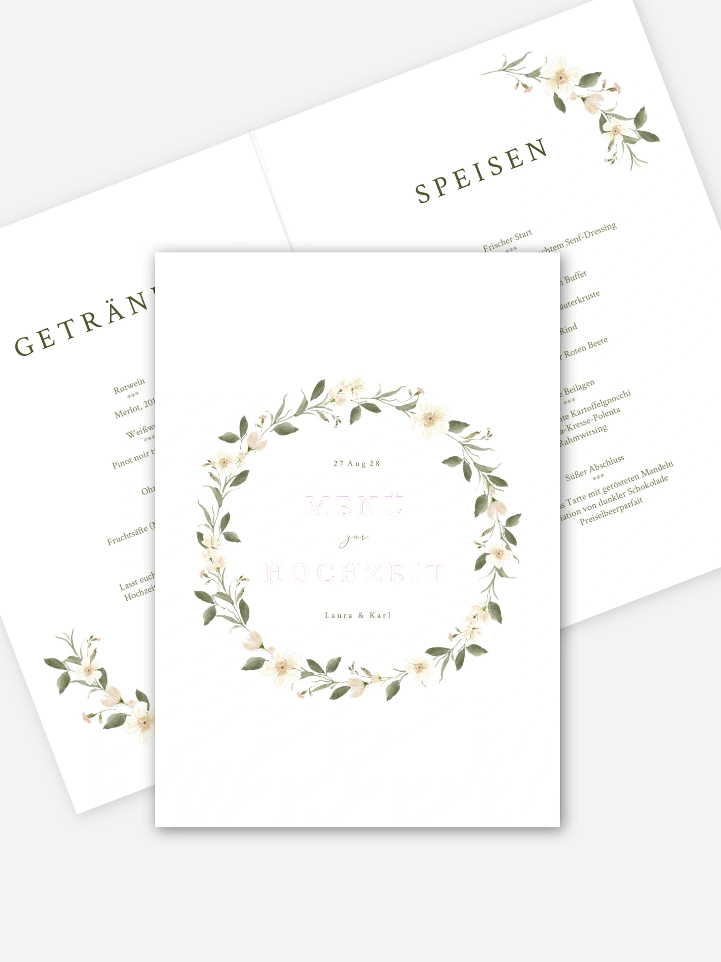 Menükarte Hochzeit Floral Charm