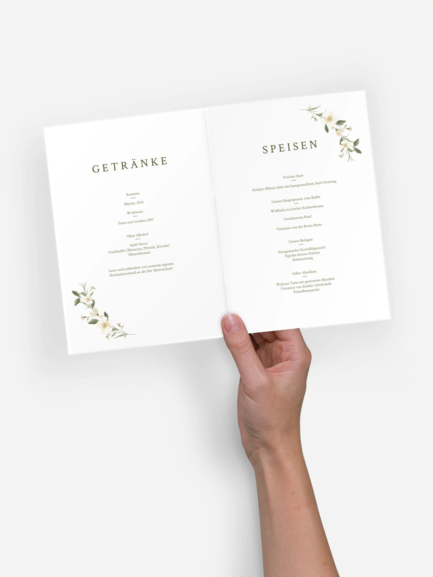 Menükarte Hochzeit Floral Charm