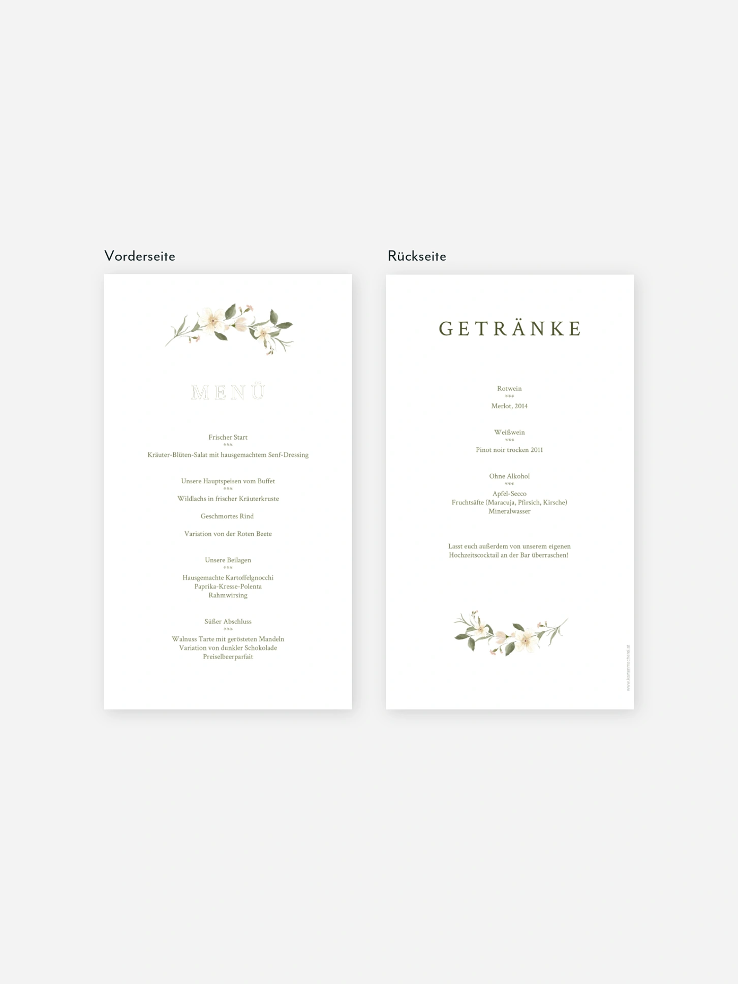 Menükarte Hochzeit Floral Charm