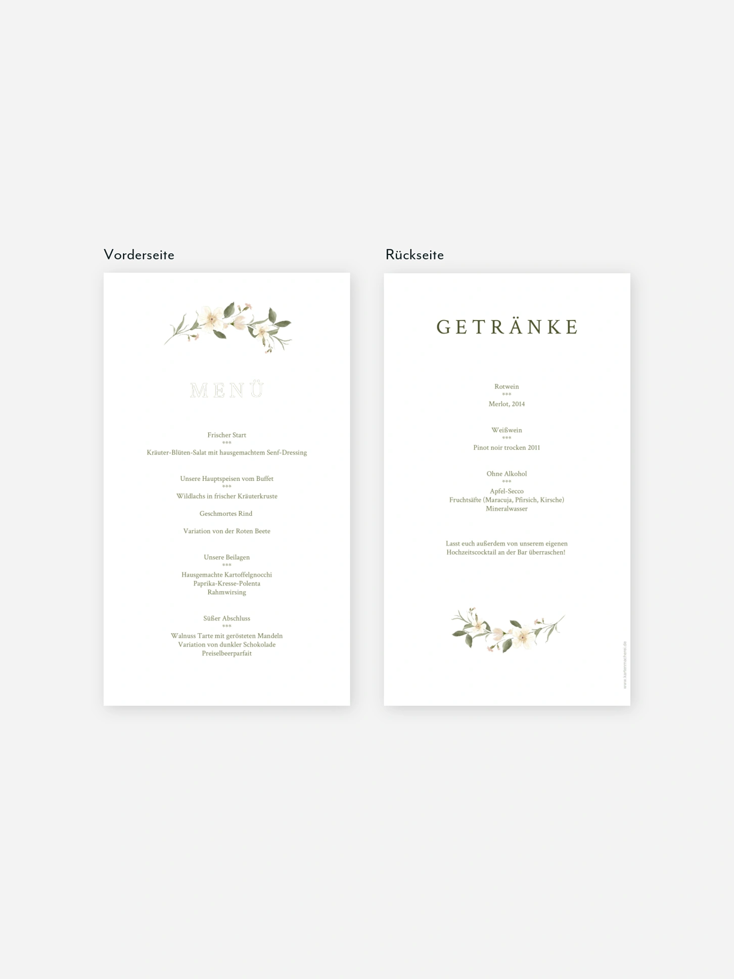Menükarte Hochzeit Floral Charm