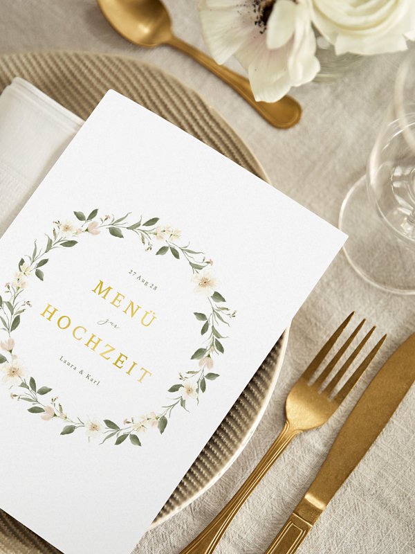 Menükarte Hochzeit Floral Charm