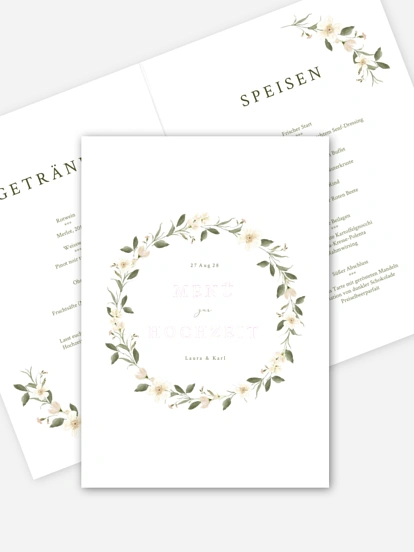 Menükarte Hochzeit Floral Charm