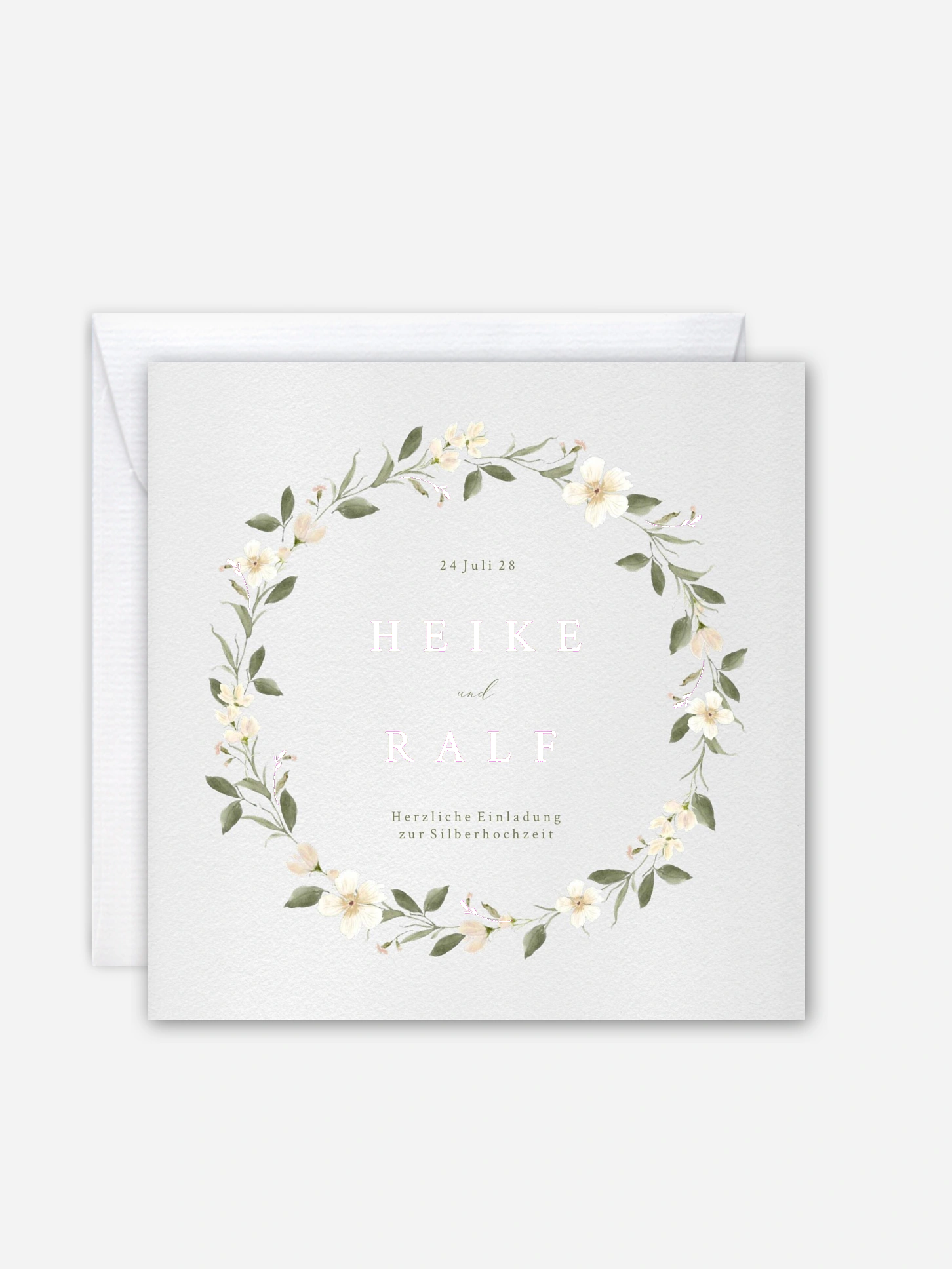 Einladung zur Silberhochzeit Floral Charm