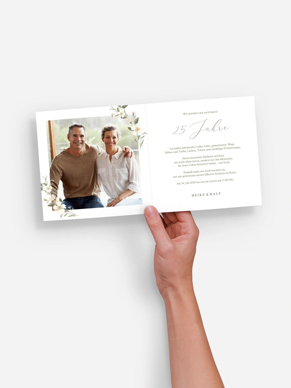 Einladung zur Silberhochzeit Floral Charm