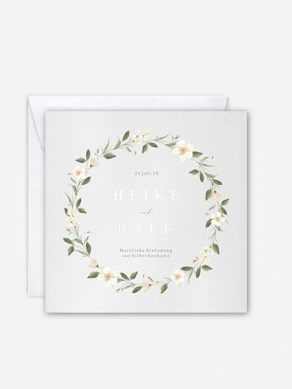 Einladung zur Silberhochzeit Floral Charm