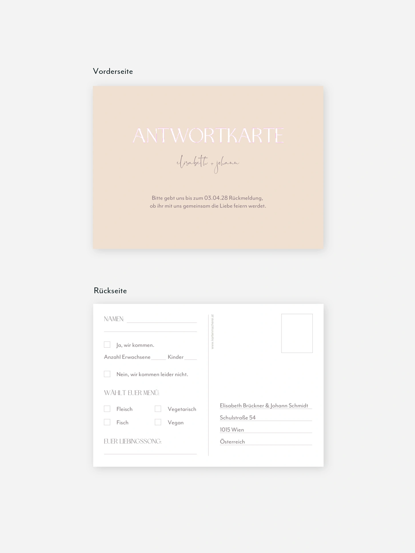 Antwortkarte Hochzeit Simple Match