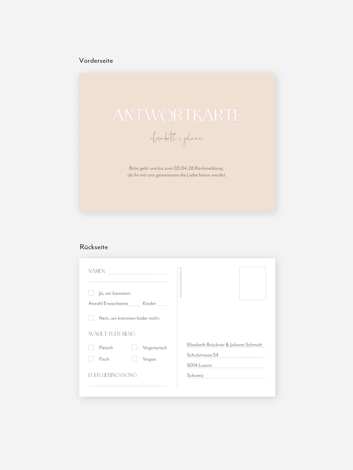 Antwortkarte Hochzeit Simple Match