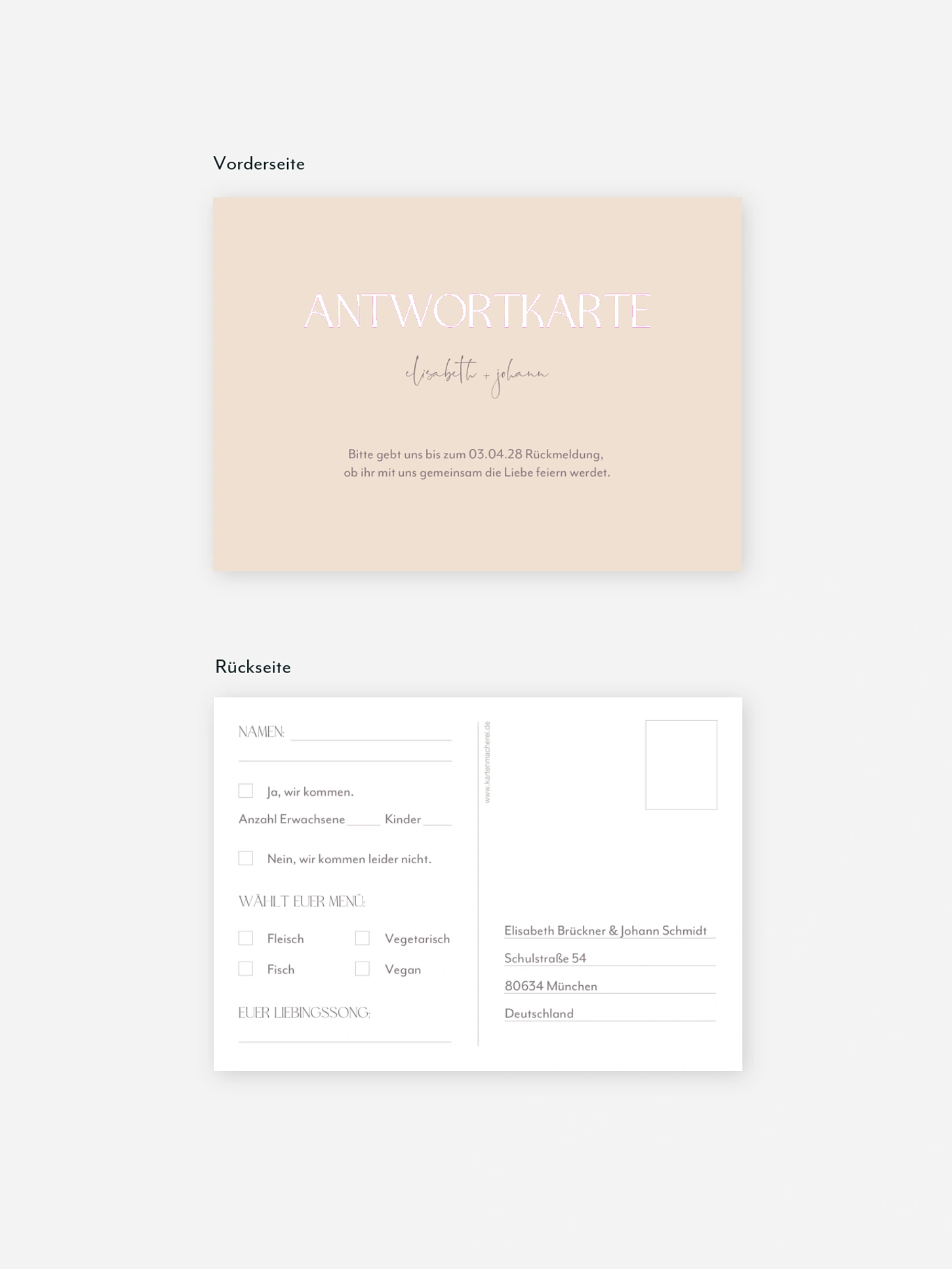 Antwortkarte Hochzeit Simple Match