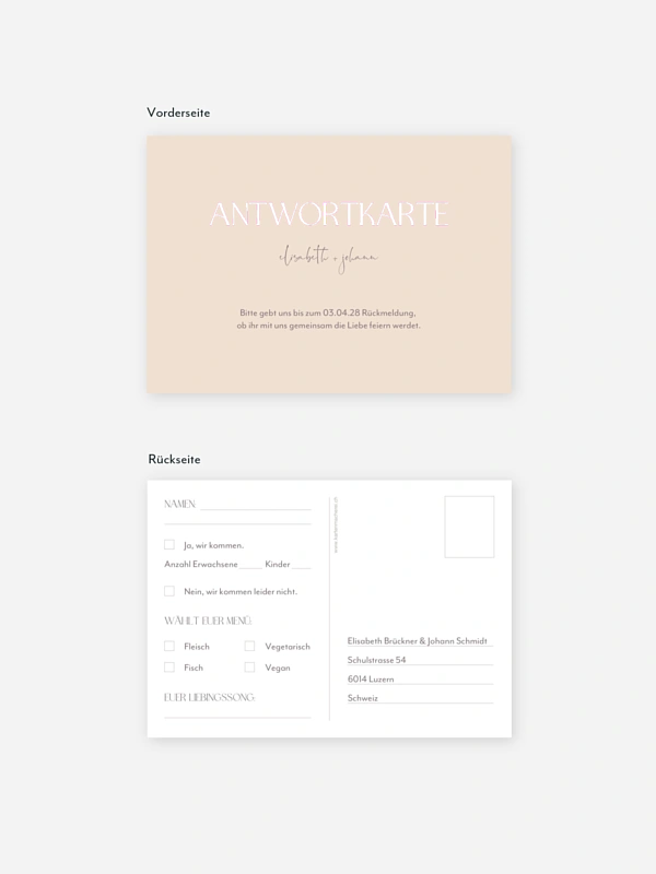 Antwortkarte Hochzeit Simple Match