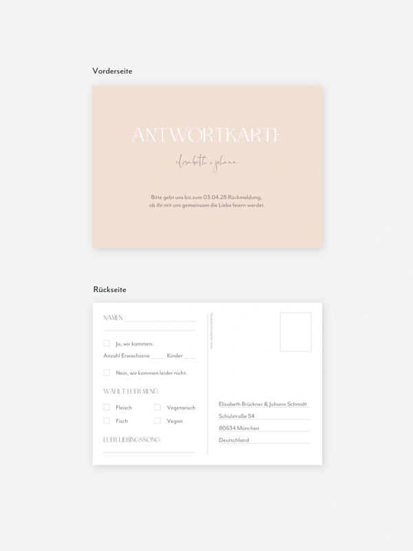 Antwortkarte Hochzeit Simple Match