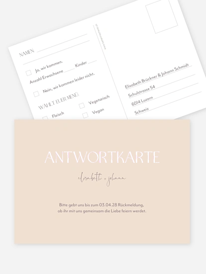 Antwortkarte Hochzeit Simple Match