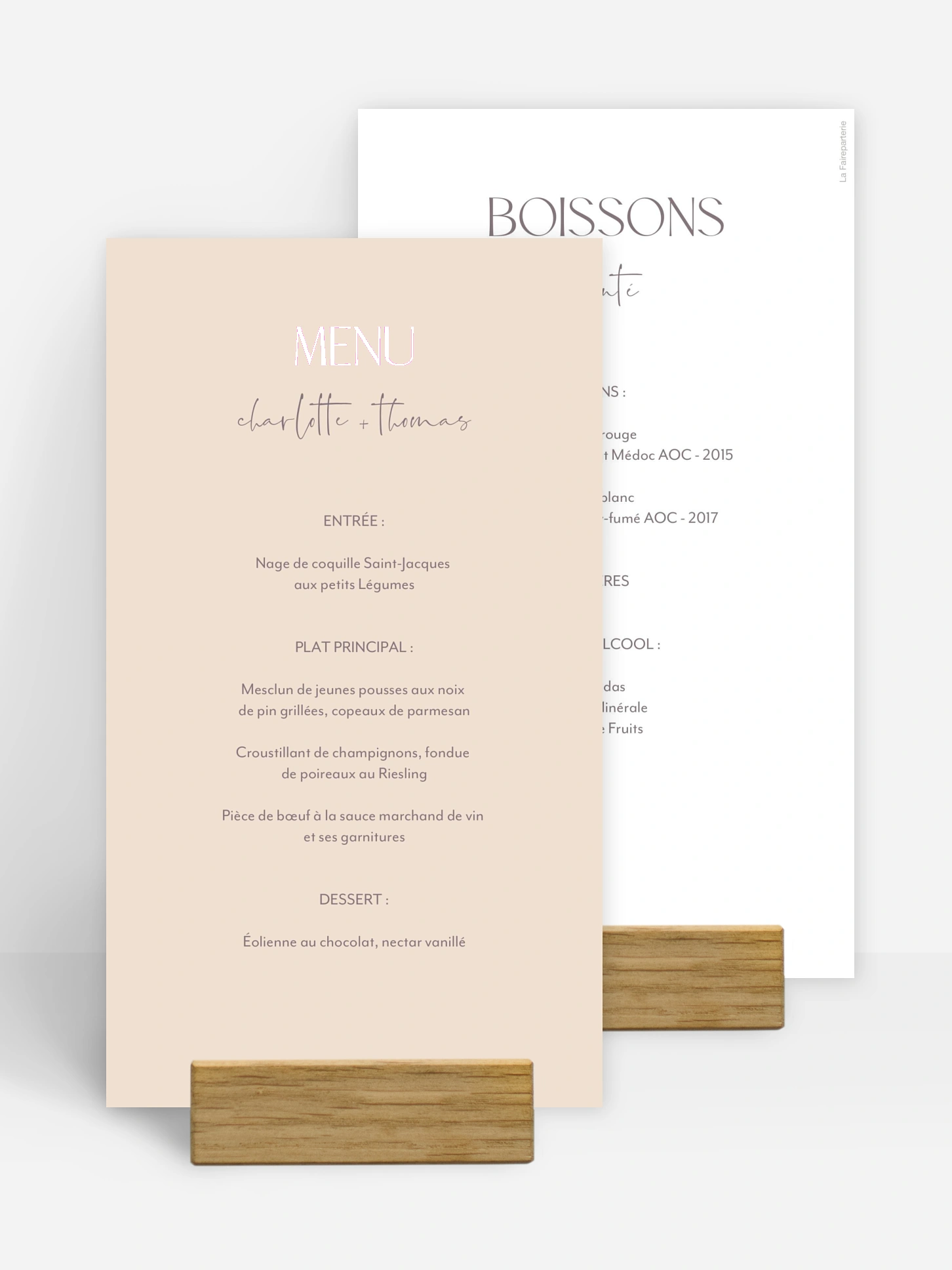 Menu mariage Simple Match