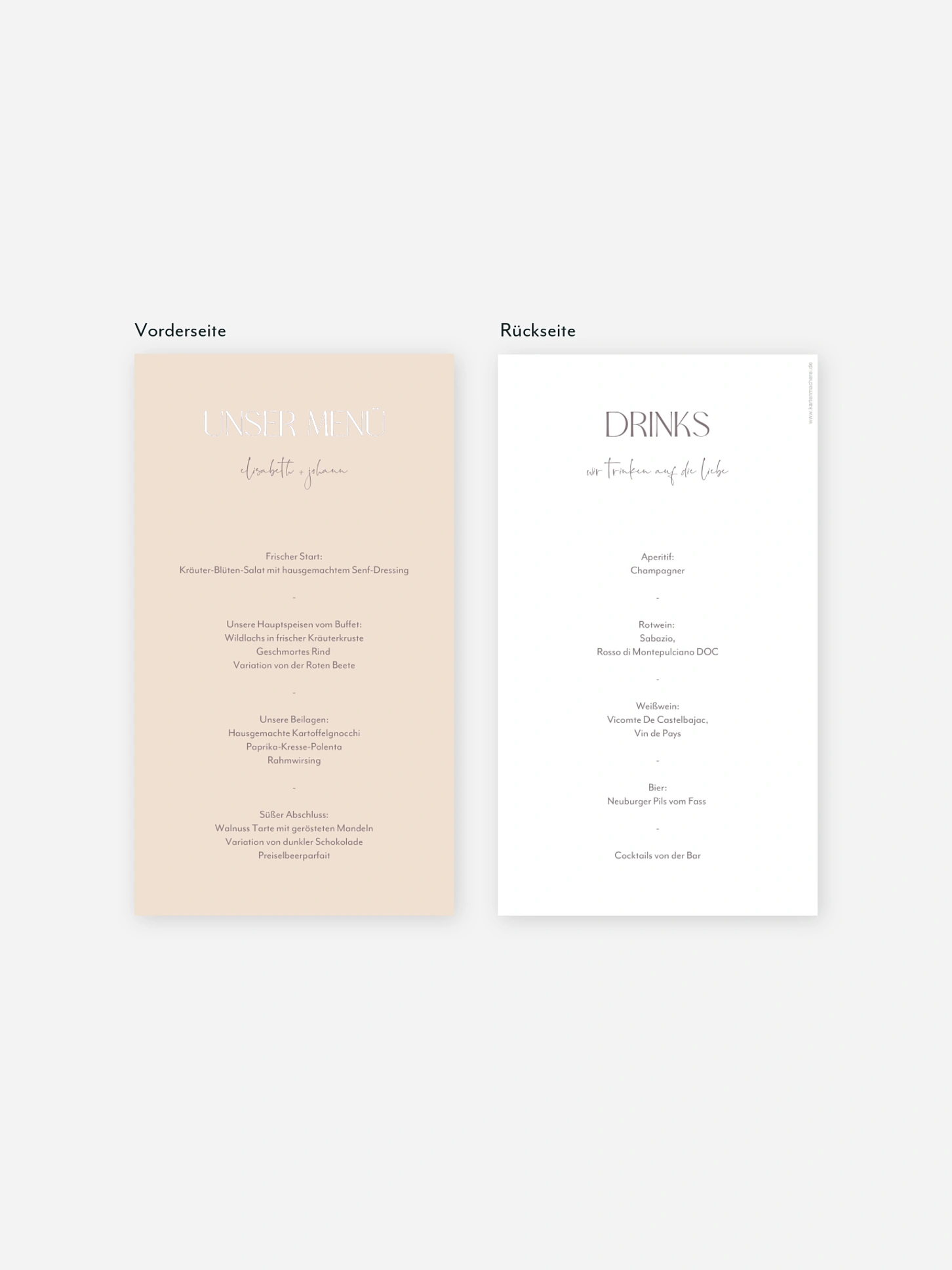Menükarte Hochzeit Simple Match