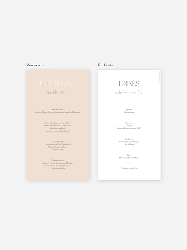 Menükarte Hochzeit Simple Match