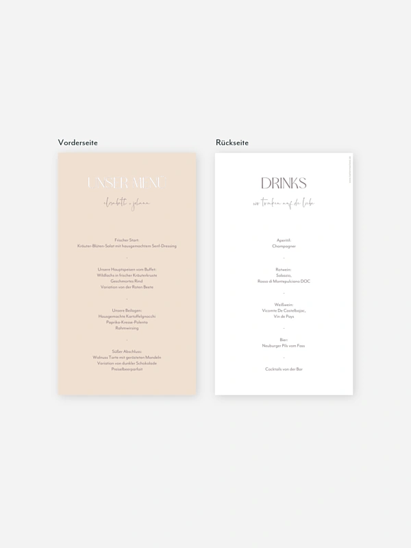 Menükarte Hochzeit Simple Match