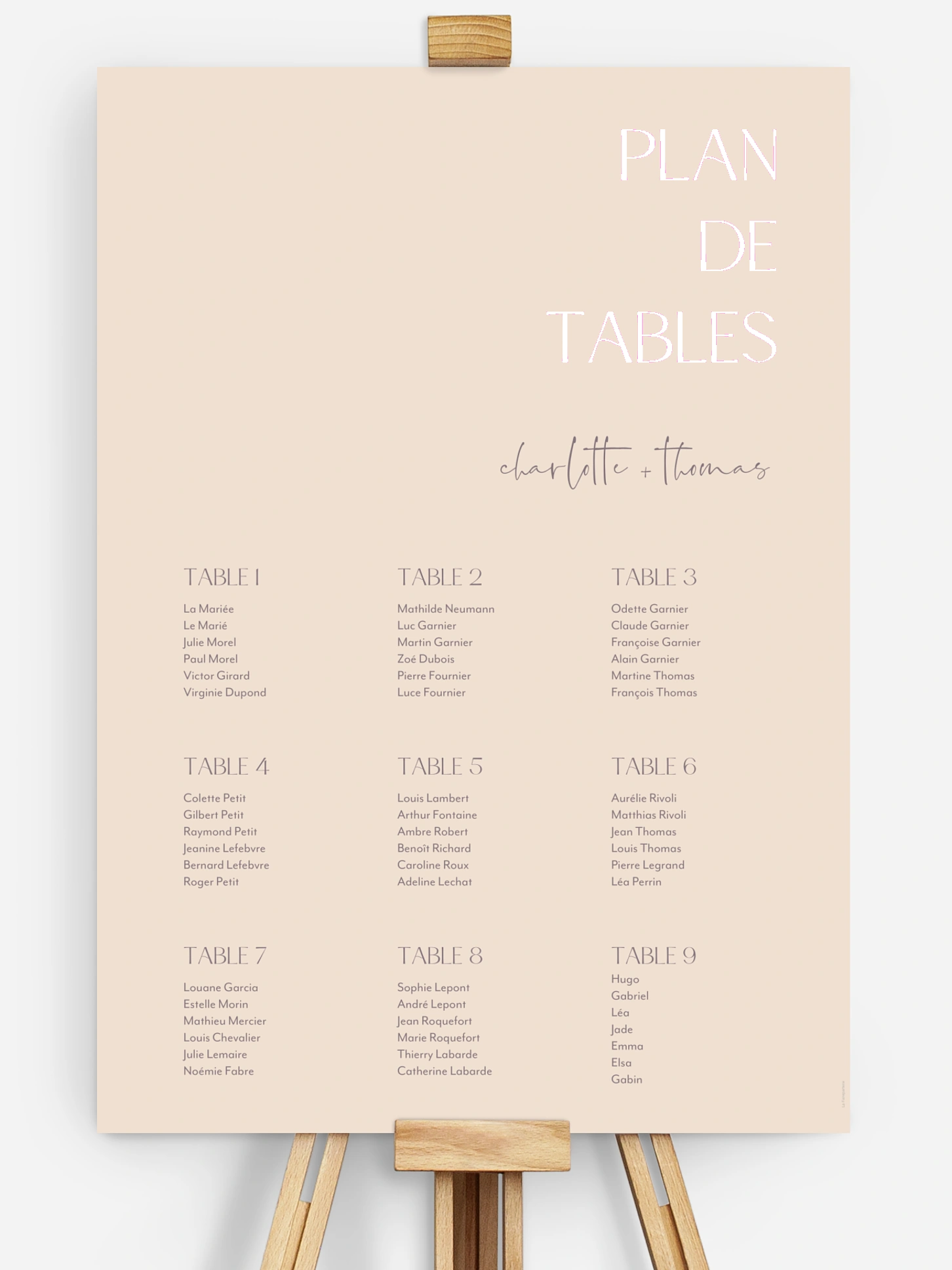 Poster plan de table mariage Simple Match